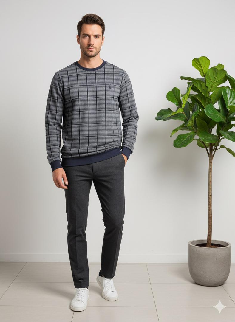 بلوز یقه گرد چهار خانه 3383